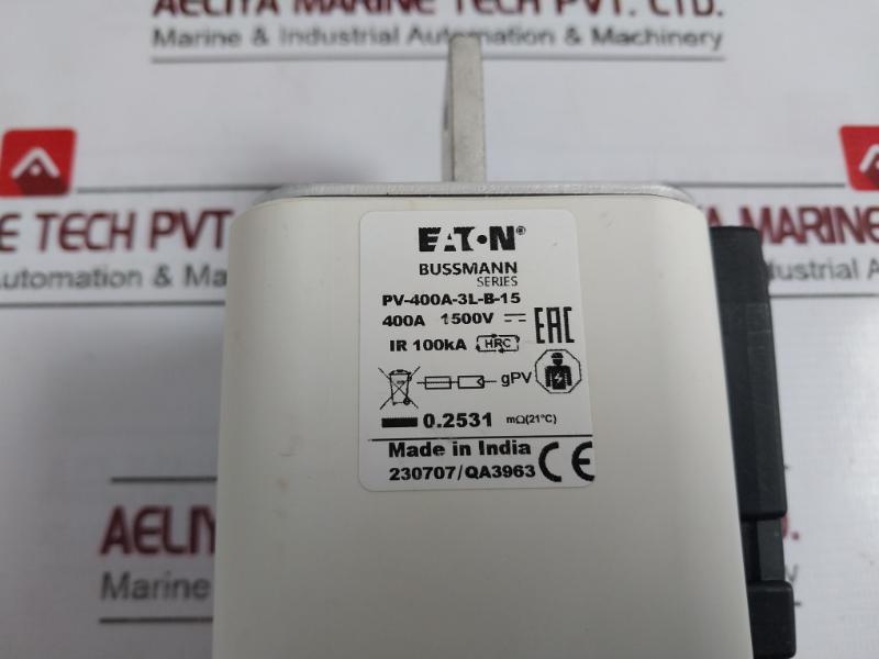 Eaton Pv-400A-3L-b-15 Bussmann Series Photovoltaic Fuse Rev A 400A 100Ka 1500V