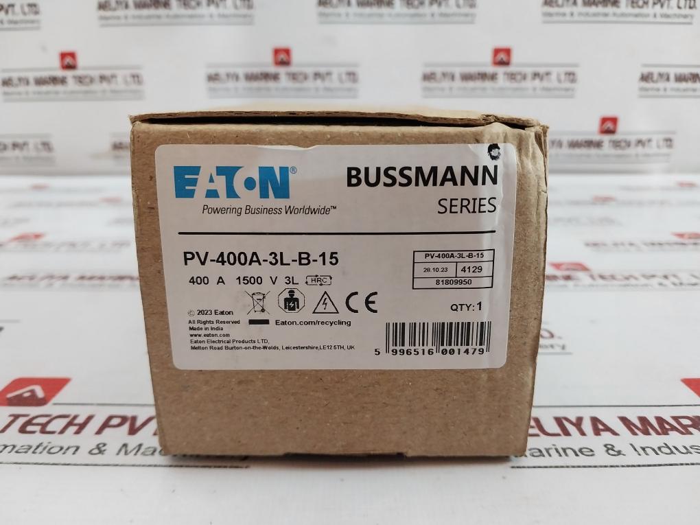 Eaton Pv-400A-3L-b-15 Bussmann Series Photovoltaic Protection Fuse Ir 100Ka