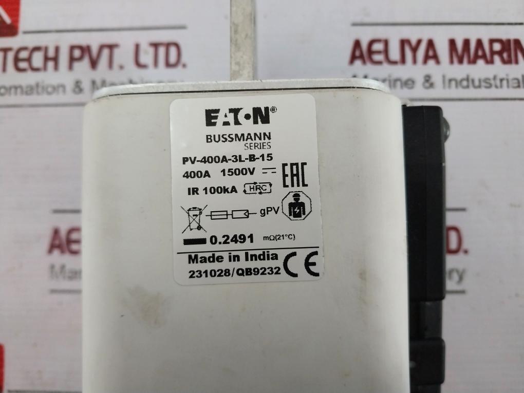 Eaton Pv-400A-3L-b-15 Bussmann Series Photovoltaic Protection Fuse Ir 100Ka