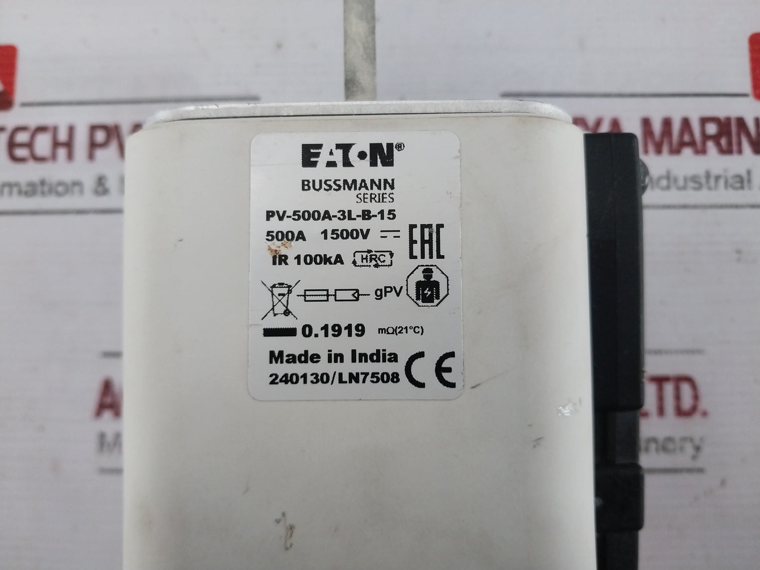 Eaton Pv-500A-3L-b-15 Bussmann Series Photovoltaic Fuse 100Ka 1500V 500A E335324