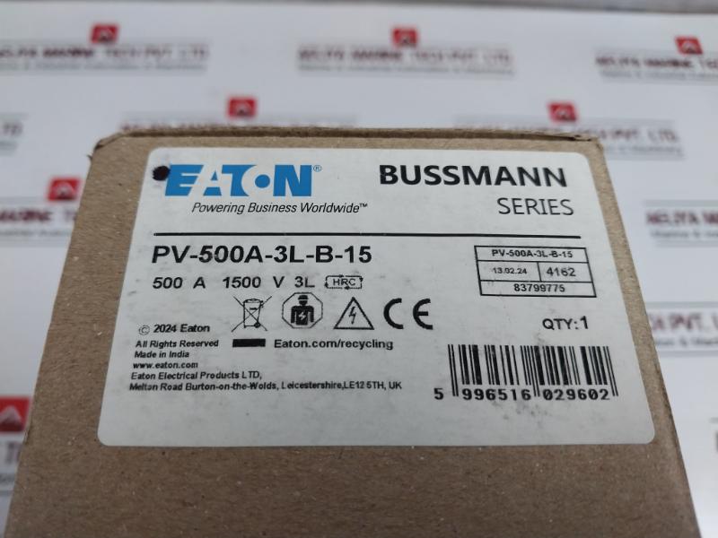 Eaton Bussmann Series Pv-500A-3L-b-15 Photovoltaic Fuse 1500V 500A 100Ka E335324