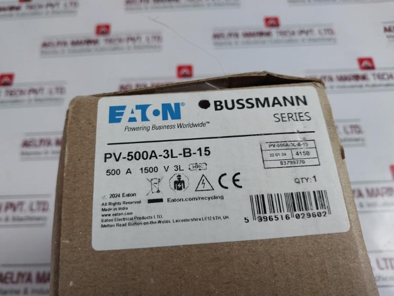 Eaton Bussmann Series Pv-500A-3L-b-15 Photovoltaic Fuse 1500V 500A E335324