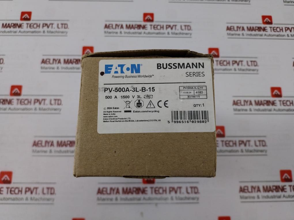 Eaton Pv-500A-3L-b-15 Photovoltaic Fuse Bussmann Series Ir 100Ka 500A 1500V