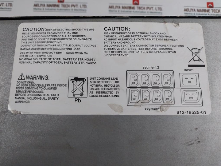 Eaton Pw9130I3000T-xl Uninterruptible Power Supply Ver01 96Vdc 36A