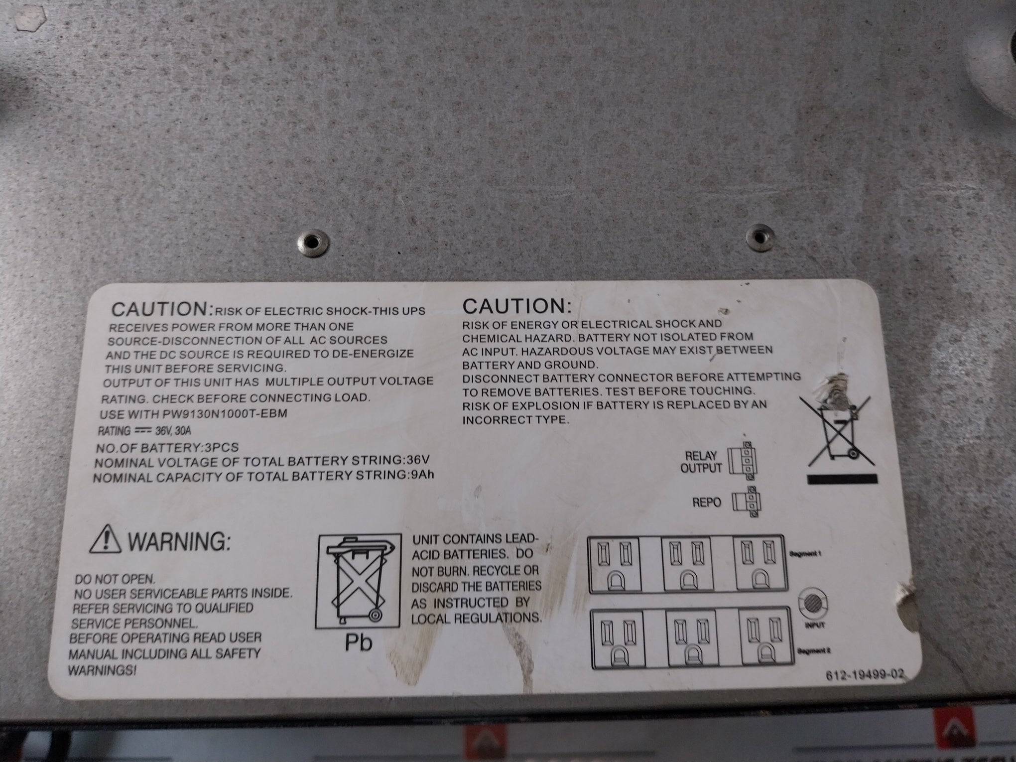 Eaton Pw9130L1000T-xl Uninterruptible Power Supply 125V/120V/110V/100V~