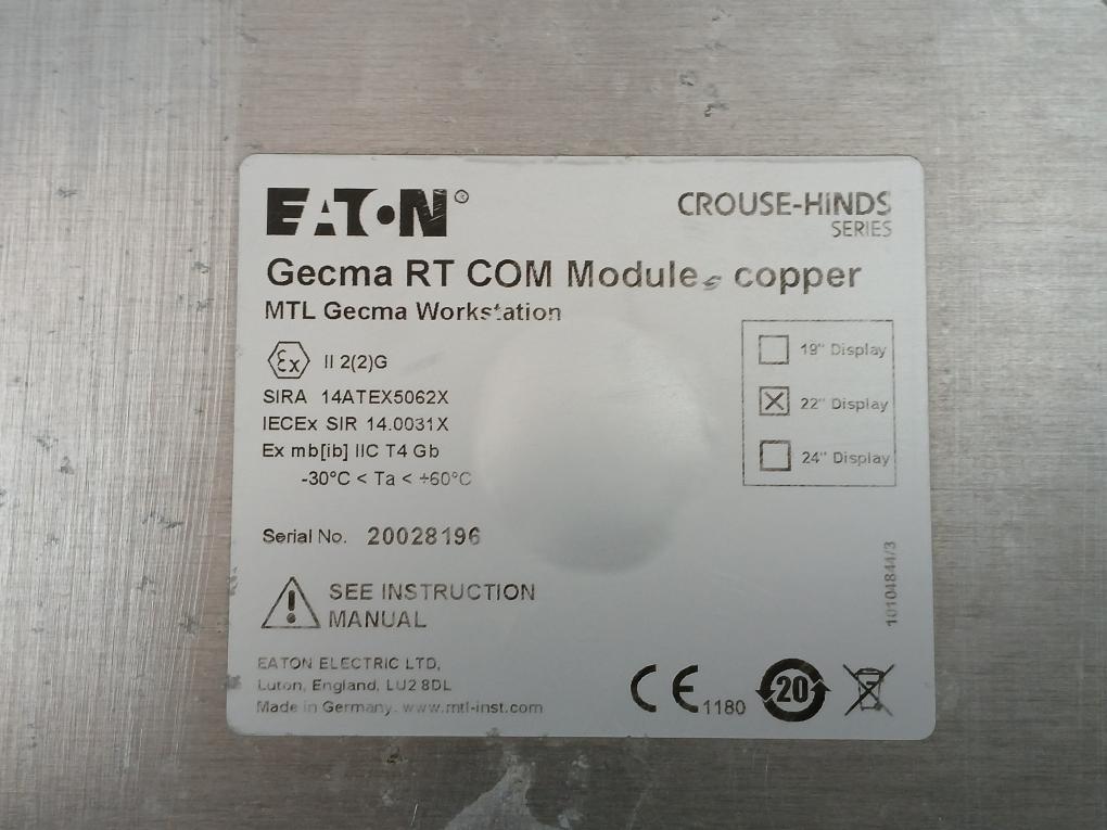 Eaton Workstation Display Module 100-230 Vac 50/60Hz Mtl Gecma 22