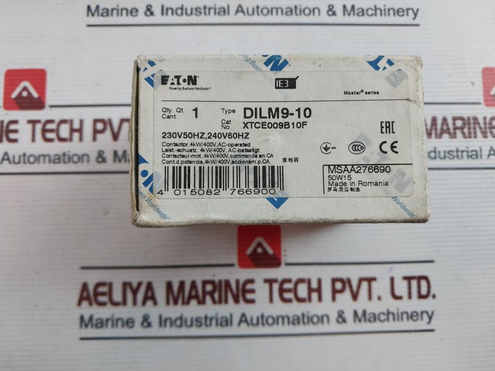 Eaton XTCE009B10 Contactor DIL M9-10 3 Pole Break 250V DC
