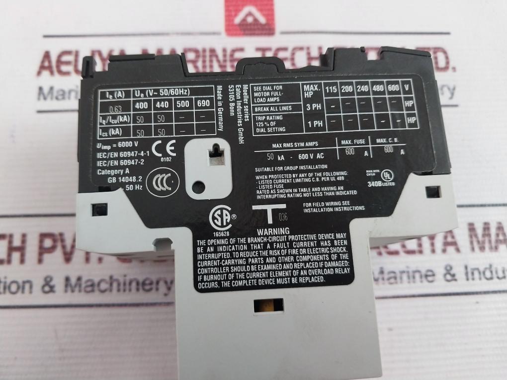 Eaton Xtpbp63Bc1 Motor Protector Circuit Breaker 0,63A Cat A
