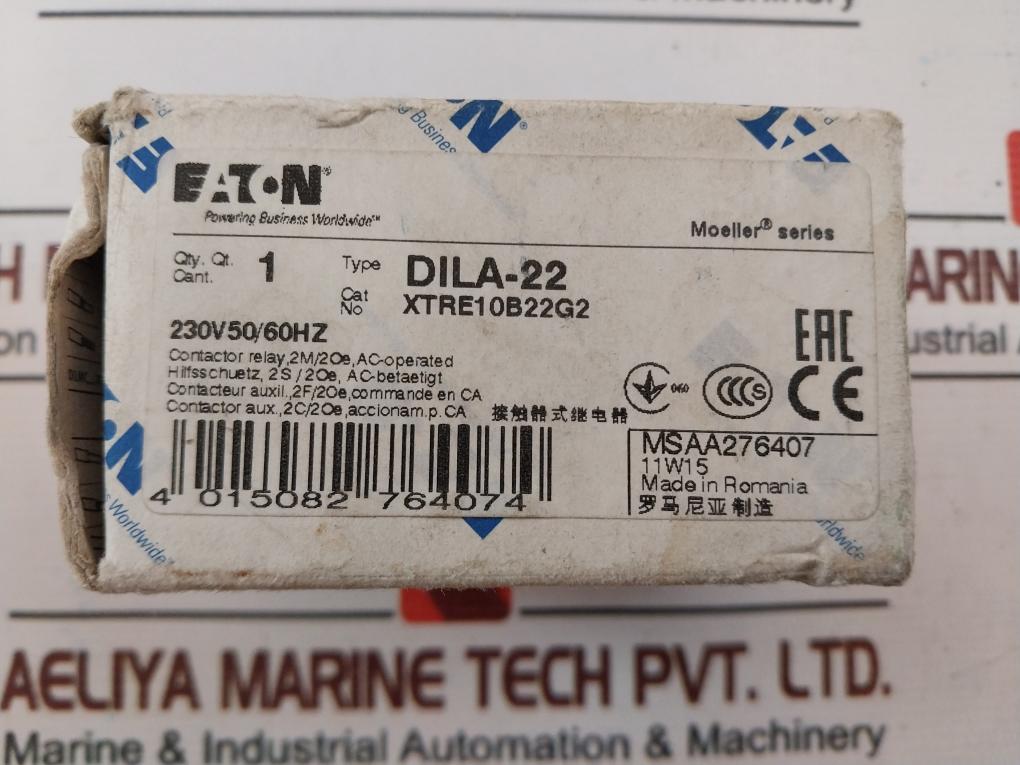 Eaton Xtre10B22 Contactor Relay Dil A-22, 230V 50/60Hz 16A