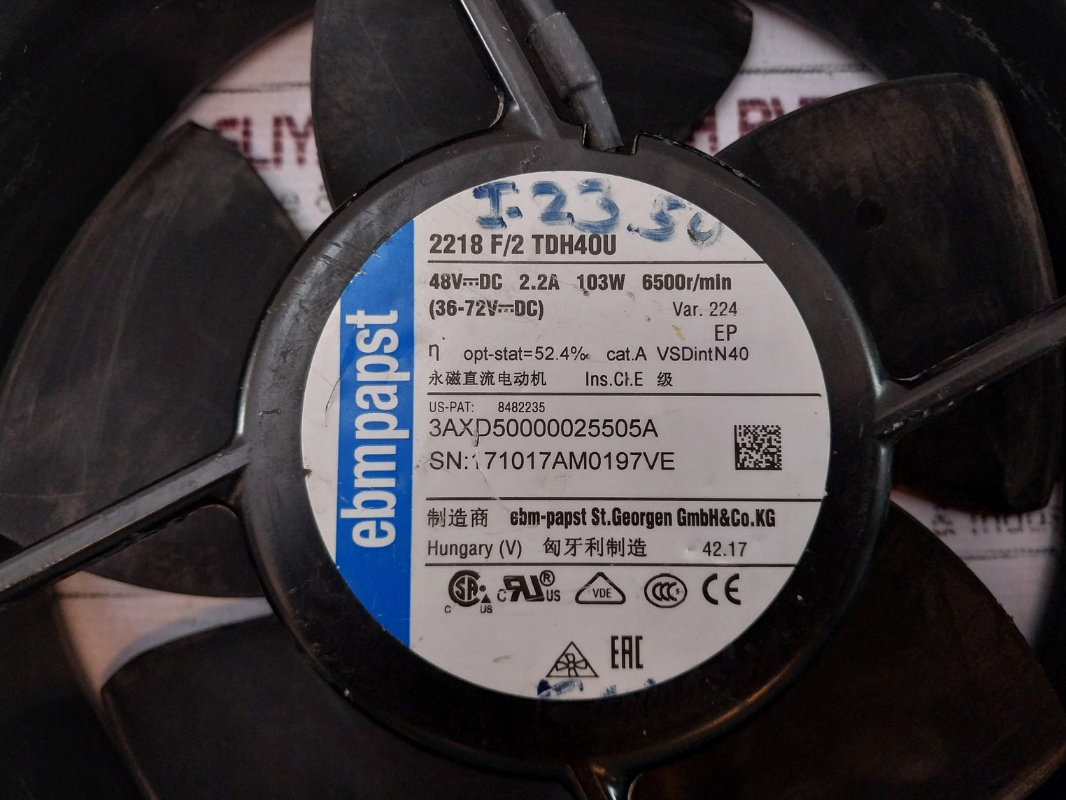 Ebm-papst 2218 F/2 Tdh40U Cooling Fan