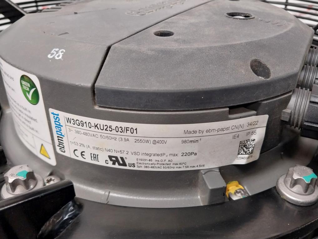 Ebm-papst 3Ph 380-480Vac 50/60Hz Axial Flow Cooling Fan W3G910-ku25-03/F01