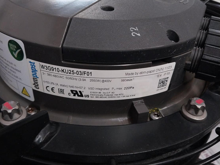 Axial Cooling Fan 50/60Hz 3.9A 2550W Brand Ebm-papst W3G910-ku25-03/F01
