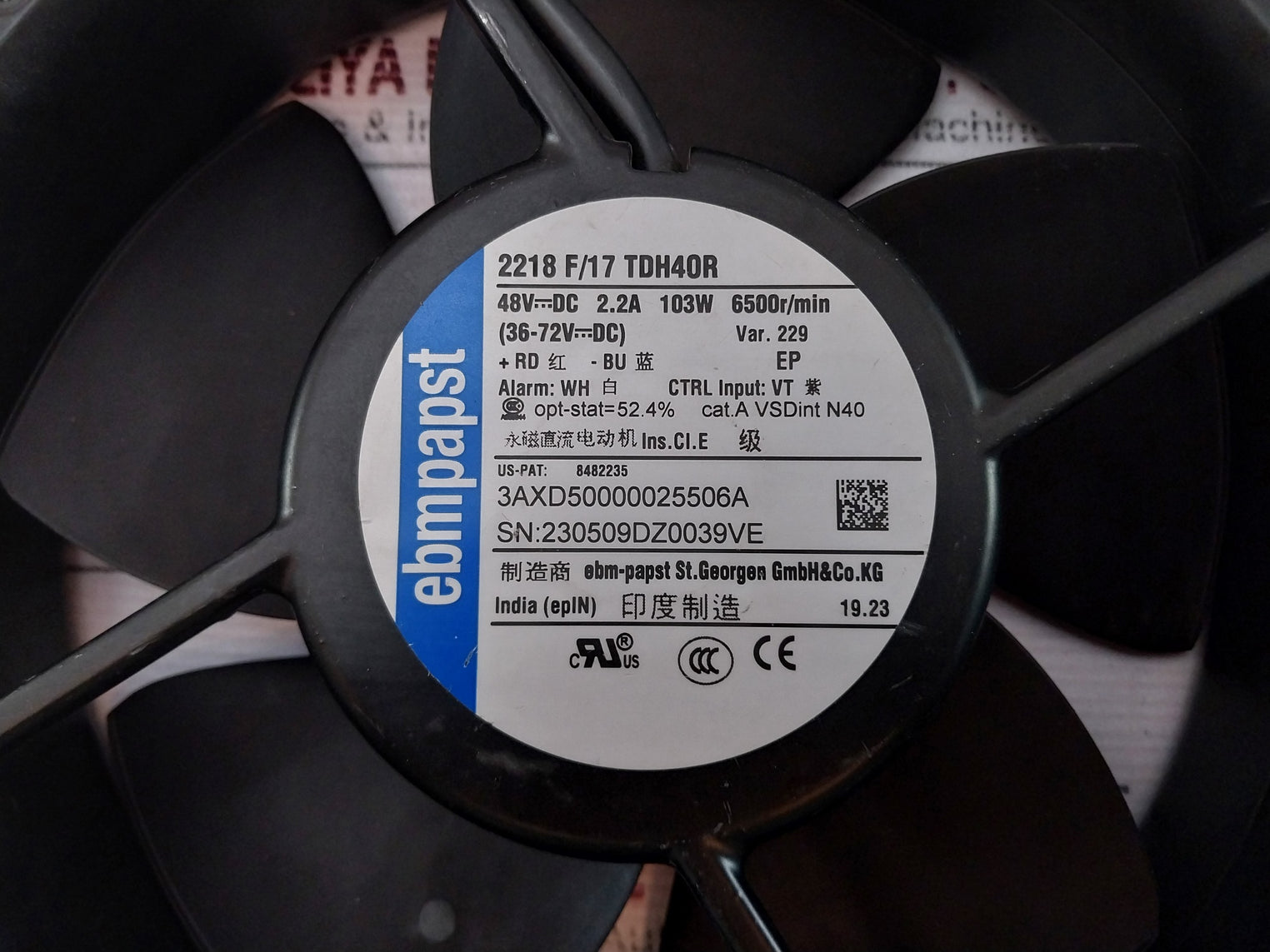 Ebm-papst 2218 F/17 Tdh40R Cooling Fan 48V…Dc 2.2A