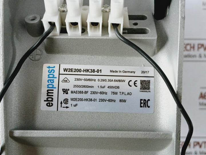 Ebmpapst W2e200-hk38-01 Cooling Fan, Mae068-bf 230v~60hz 75w