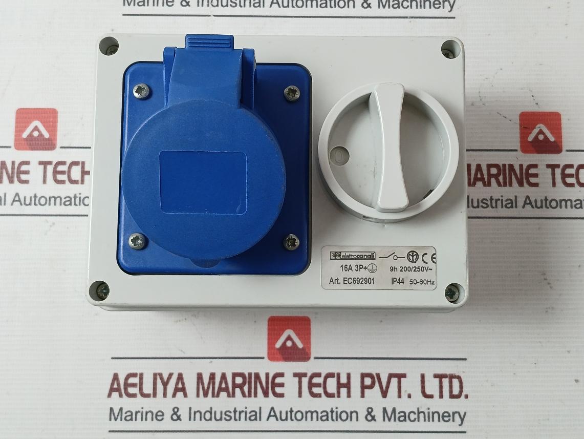 Ec Elettrocanali Ec692901 Industrial Socket With Rotary Isolator Switch Ec69250