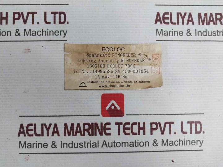 Ecoloc Ec-436 Locking Assembly Ringfeder 130X180 7006