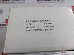 Econosto 0-6 Bar Pressure Gauges, 100Mm 762.11.01.162, 1/2” Pf
