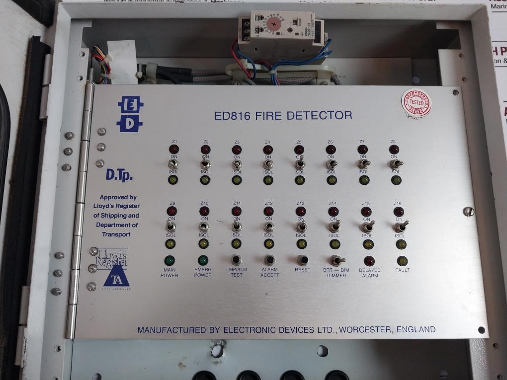 Ed Ed816 Fire Detector Panel W/ Camlock Cabinet+Key Control Switch Led Indicator
