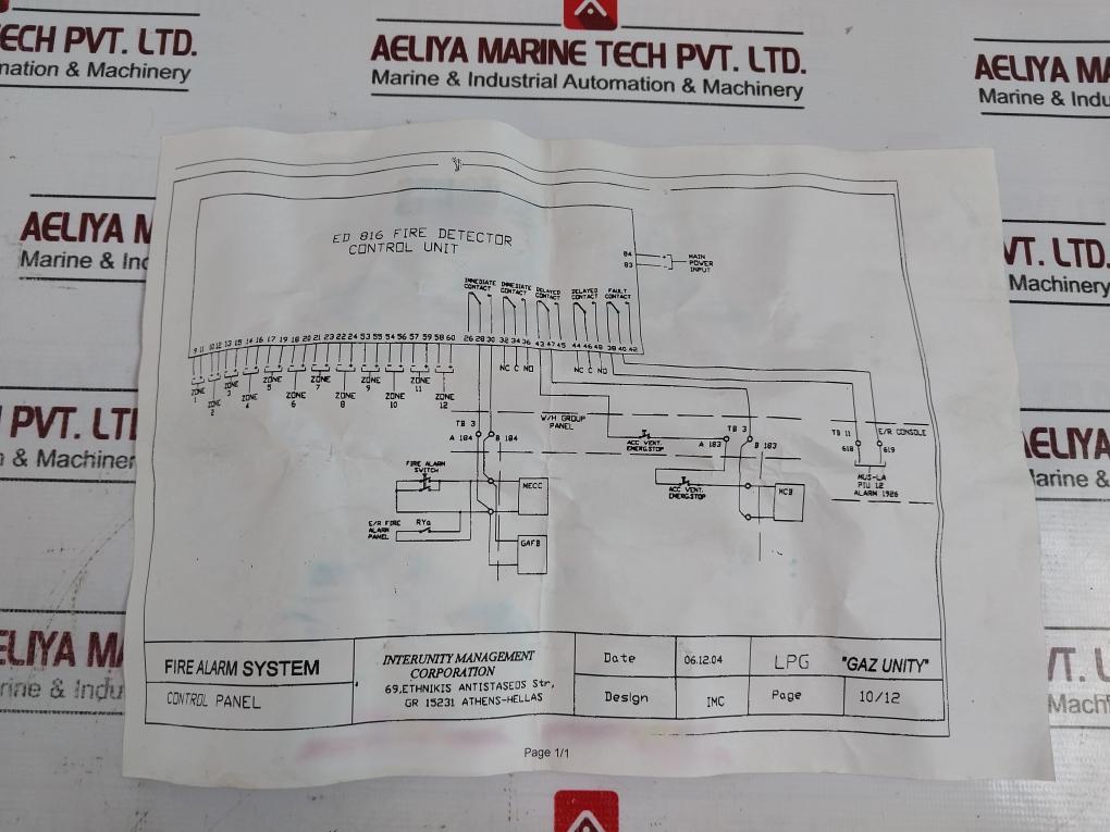 Ed Ed816 Fire Detector Panel W/ Camlock Cabinet+Key Control Switch Led Indicator