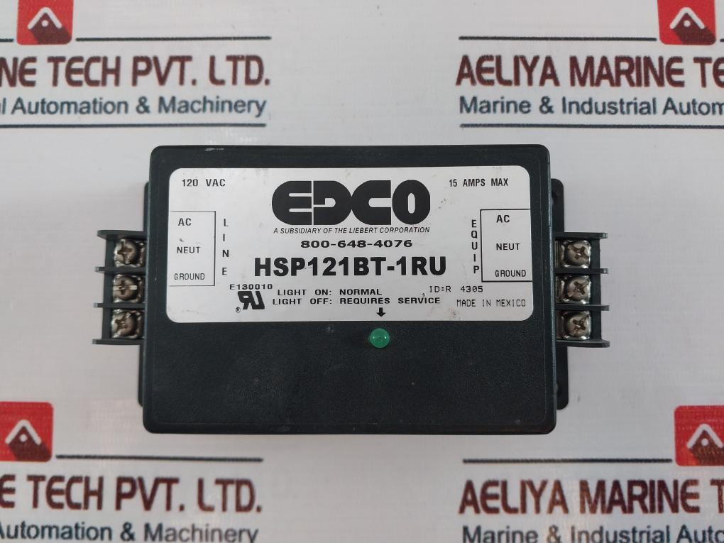 Edco Hsp121Bt-1Ru Solid State Power Line Protector 120Vac, 15Amp, 47-63Hz
