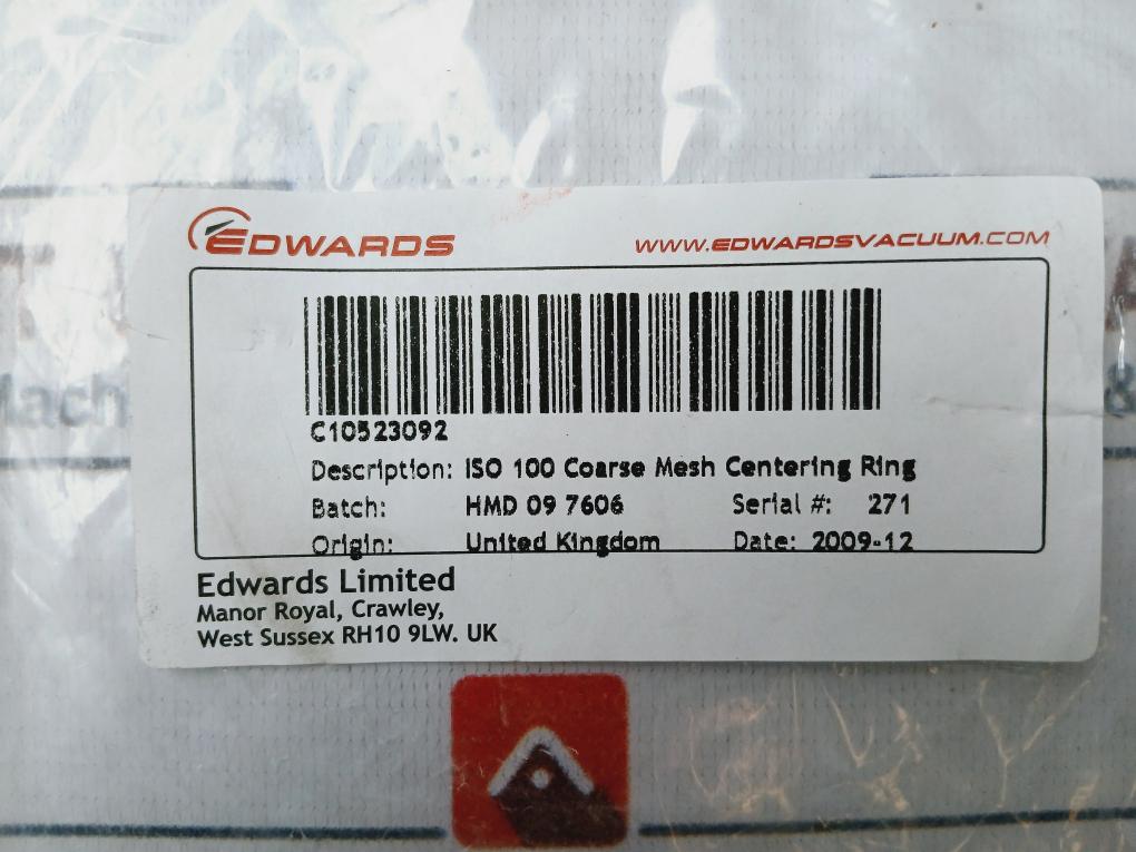 Edwars C10523092 ISO 100 Coarse Mesh Centering Ring