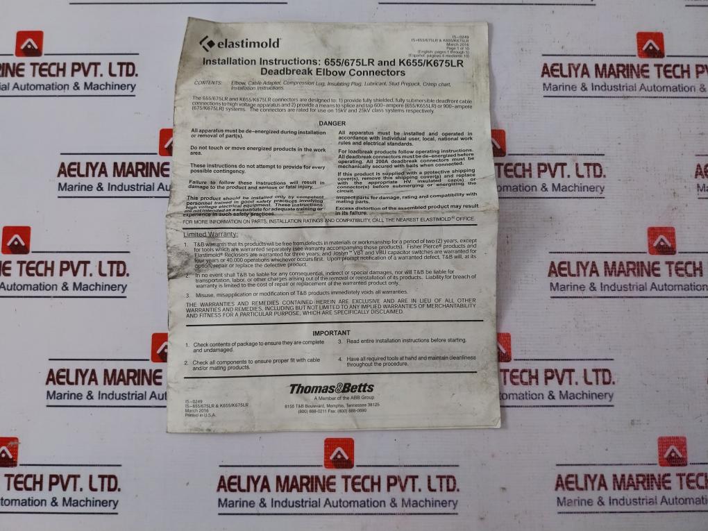 Elastimold K655LRH0300 Elbow Assy Set