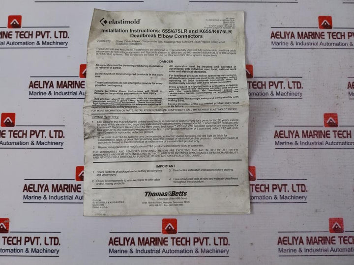 Elastimold K655LRH0300 Elbow Assy Set