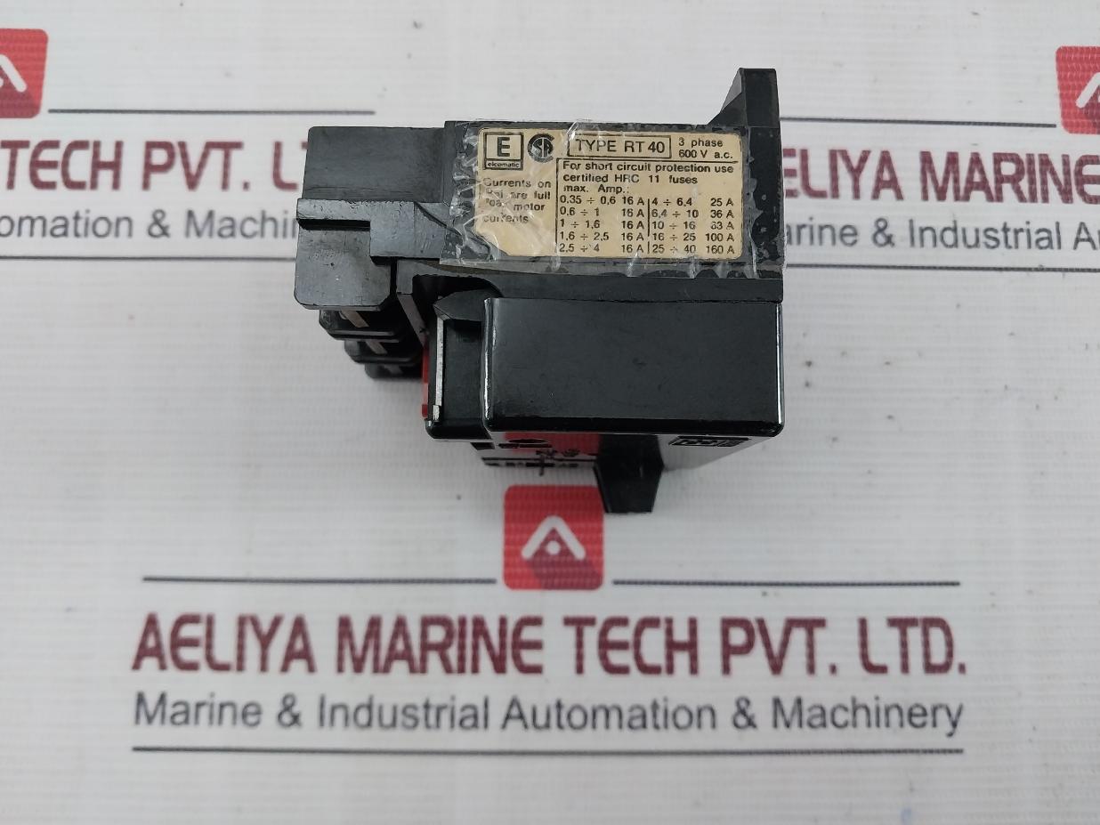 Elcomatic Rt 40 Thermal Overload Relay 16-25Amp 3Pahse 600V A.C