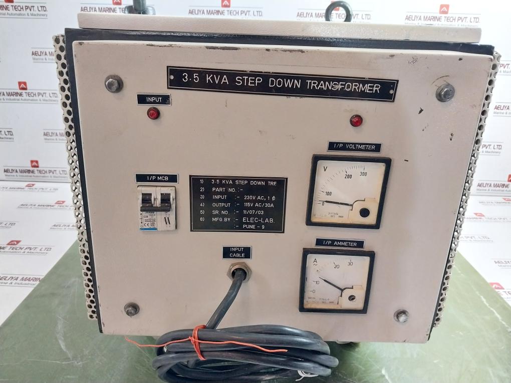 Elec-lab 3.5 Kva Step Down Transformer 230Vac 115V Ac/30A 0-50A 50/5A