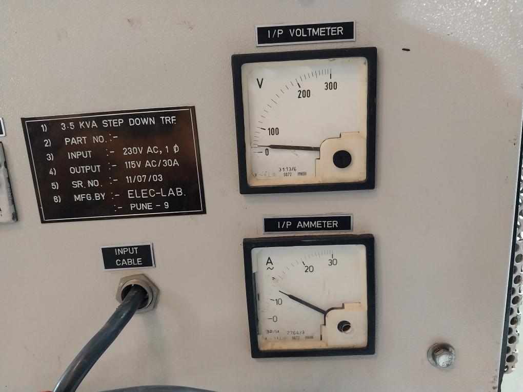 Elec-lab 3.5 Kva Step Down Transformer 230Vac 115V Ac/30A 0-50A 50/5A