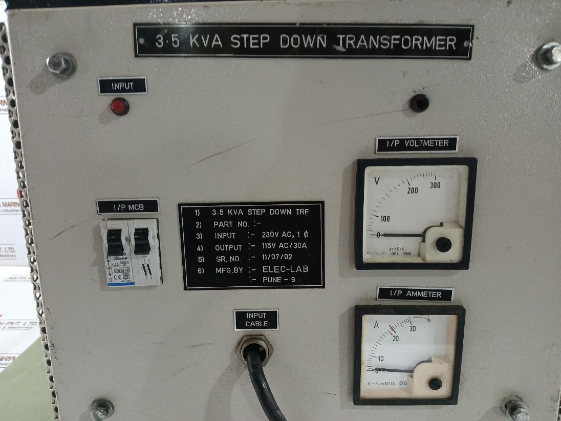 Elec-lab 3.5 Kva Step Down Transformer 230Vac 115Vac/30A
