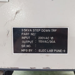 Elec Lab Step Down Transformer 3.5Kva 230Vac 115Vac 30A