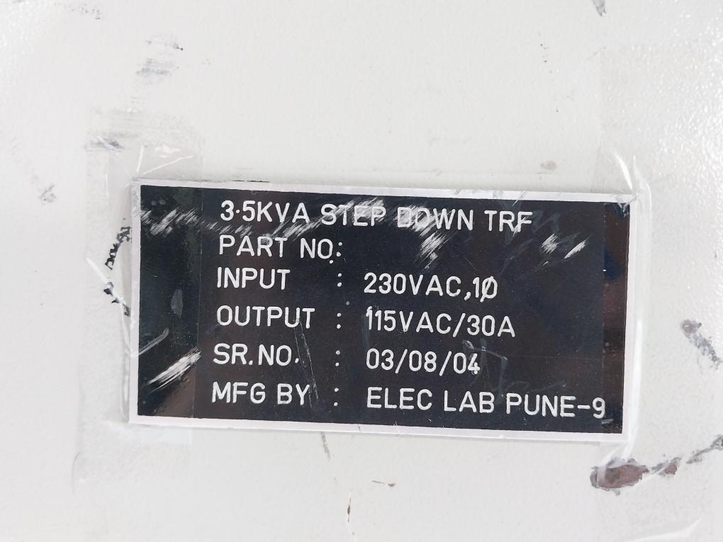 Elect Lab 3.5Kva Step Down Transformer Unit 110V