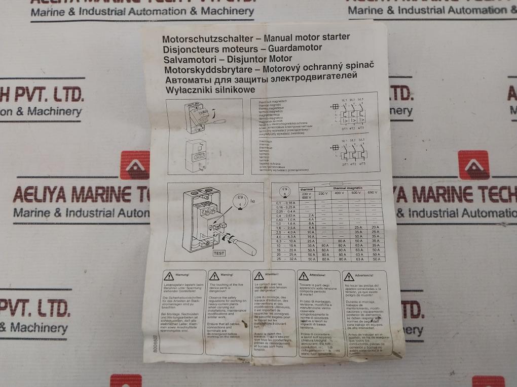 Electric Dktm-6,3 Manual Motor Starter 690V