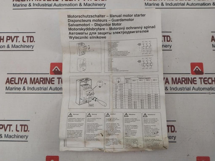 Electric Dktm-6,3 Manual Motor Starter 690V