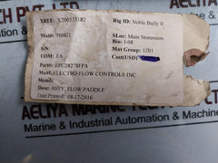 Electro-flow Controls Efc28278fpa Flow Paddle Assembly, 550v, 17a, Ip66/67, Atex