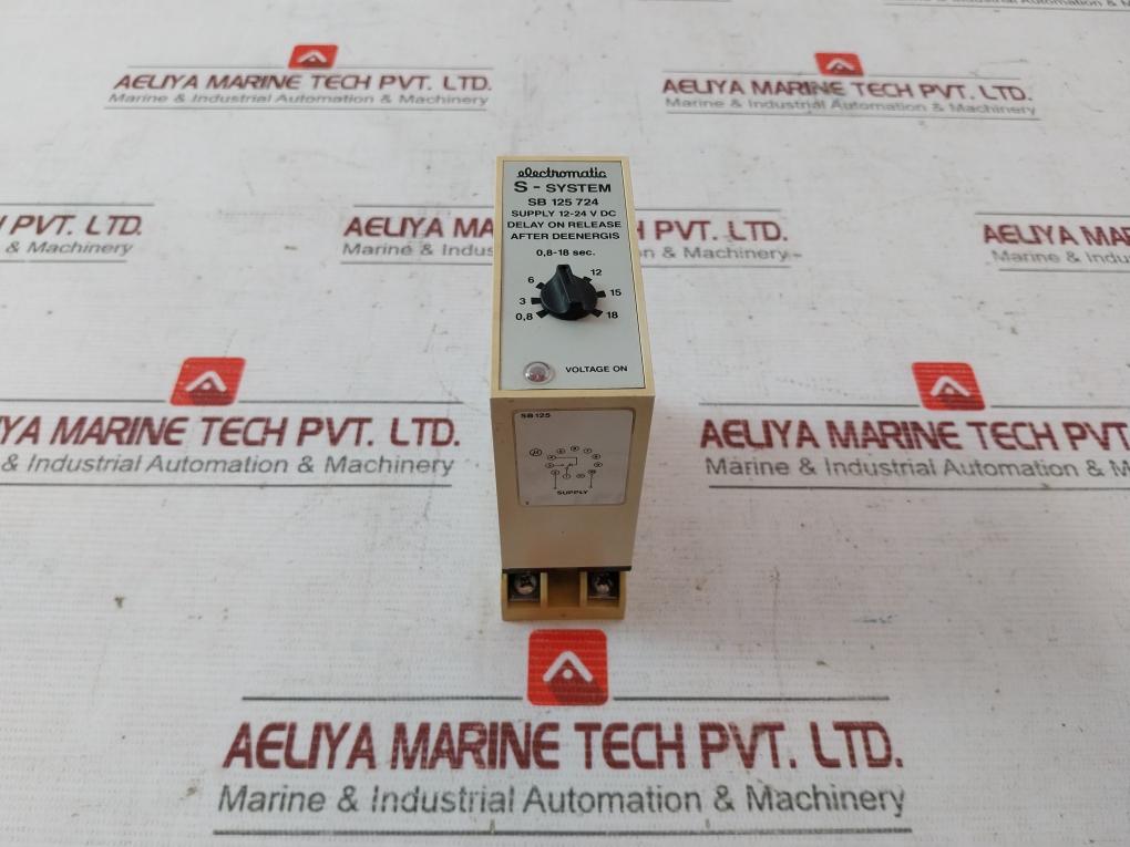 Electromatic Sb 125 724 Delay Timer Relay S-system 12-24 V Dc 0,8-18 Sec