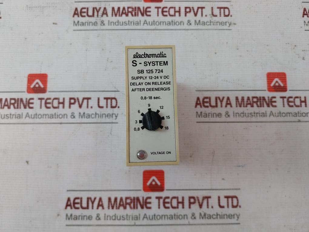 Electromatic Sb 125 724 Delay Timer Relay S-system 12-24 V Dc 0,8-18 Sec