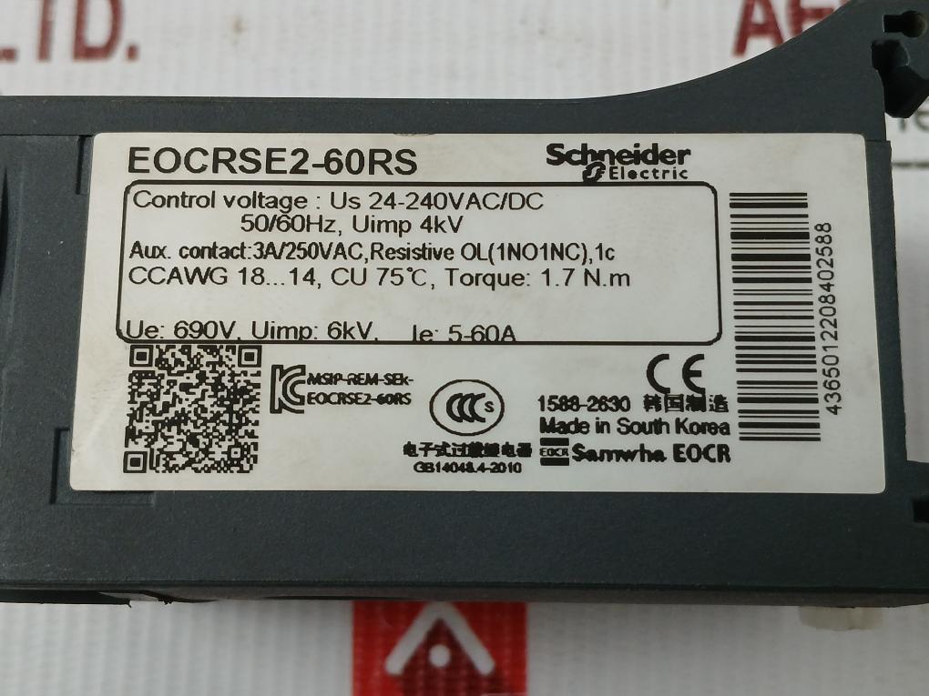Electronic Overcurrent Relay Eocrse2-60Rs Schneider Electric 24-240Vac/Dc