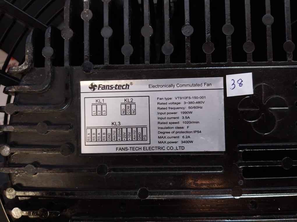 Electronically Commutated Axial Fan Vt910F5-150-001 Fans-tech Electric  50/60Hz