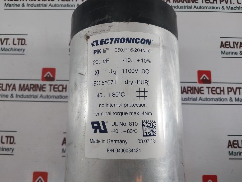 Electronicon E50.R16-204N10 High Voltage Capacitor 1100V Dc