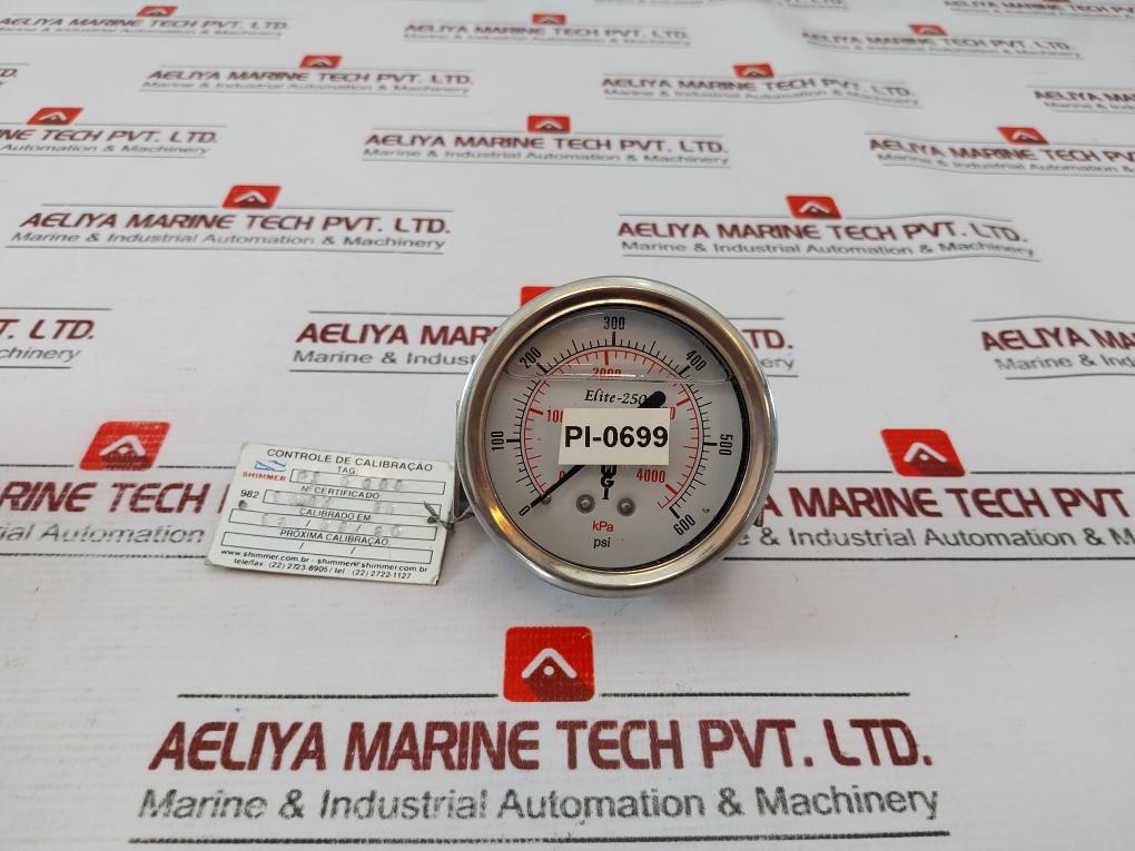 Elite Arsm069 Pressure Gauge, Silicon Oil Filled 0-4000 Kpa/0-600 Psi