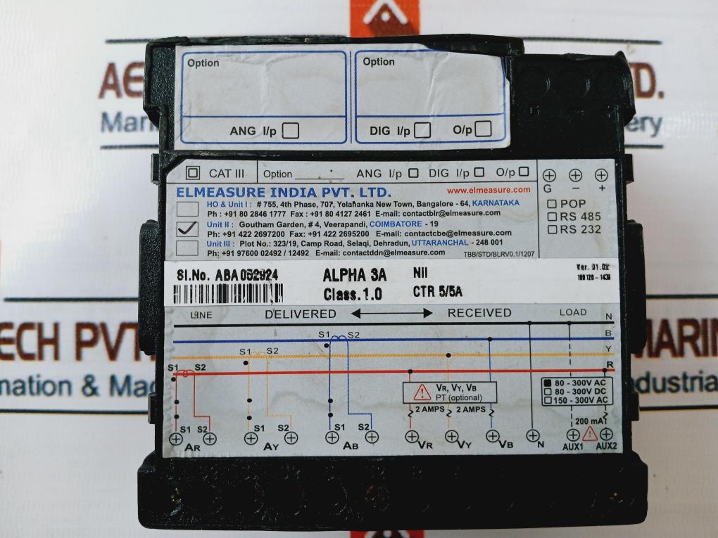 Elmeasure Alpha 3A Ammeter Class: 1.0