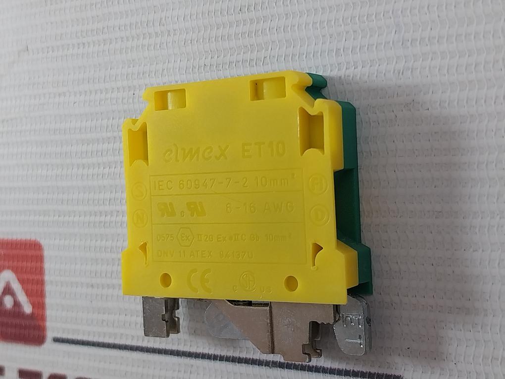 Elmex Et10 Earth Terminal Block Iec 60947-7-2 6–16 Awg 13 Mm