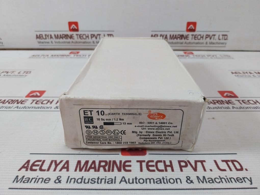 Elmex Et10 Earth Terminal Block Iec 60947-7-2 6–16 Awg 13 Mm