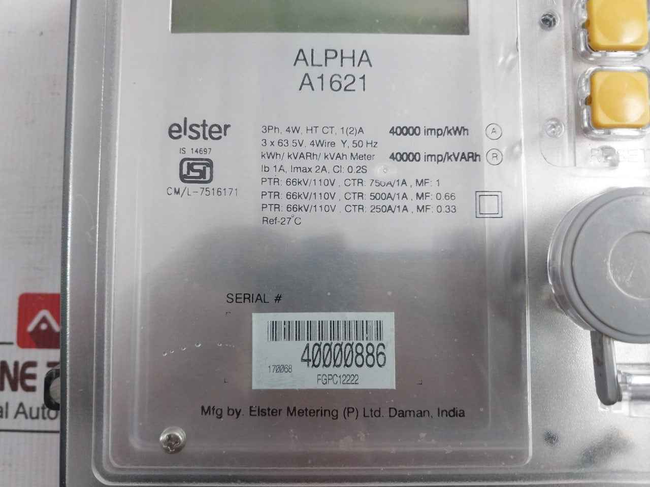 Elster A1621 Kvah Meter 3X63.5V 4Wire Y 50Hz Cm/L-7516171