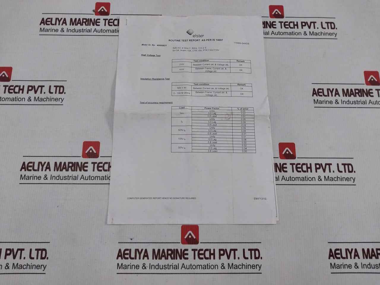 Elster A1621 Kwh/Kvarh/Kvah Meter 3 X 63.5V 4Wire Y 50 Hz 27C