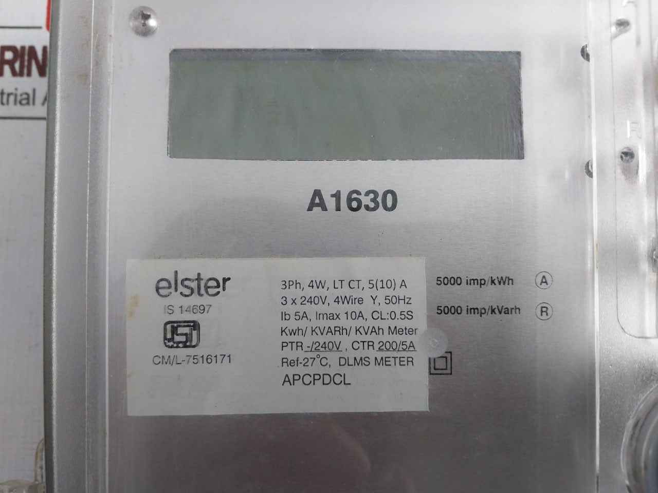 Elster A1630 Digital Dlms Meter 3 Phase 4 Wire Cm/L-7516171