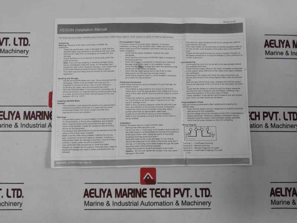 Elster As300N Single Phase A.C. Watthour Smart Meter 10(60)A (Not Working)