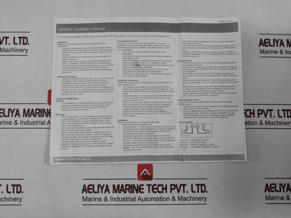Elster As300N Single Phase A.C. Watthour Smart Meter 10(60)A